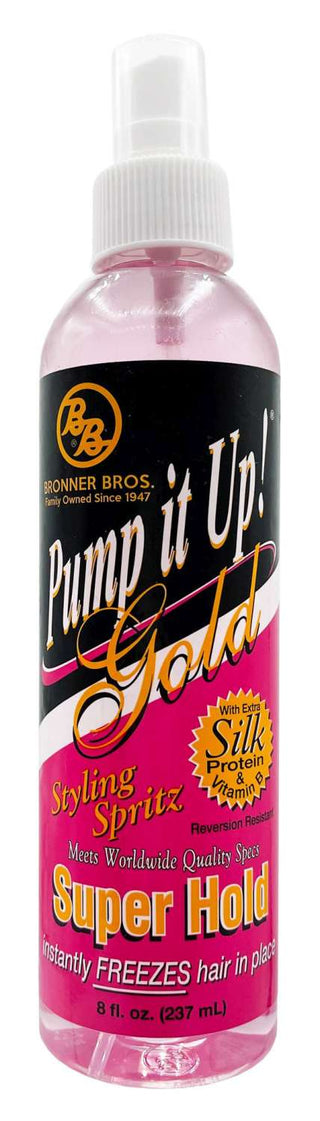 Bronner Brothers Pump It Up Gold Styling Spritz Super Hold 8 Oz